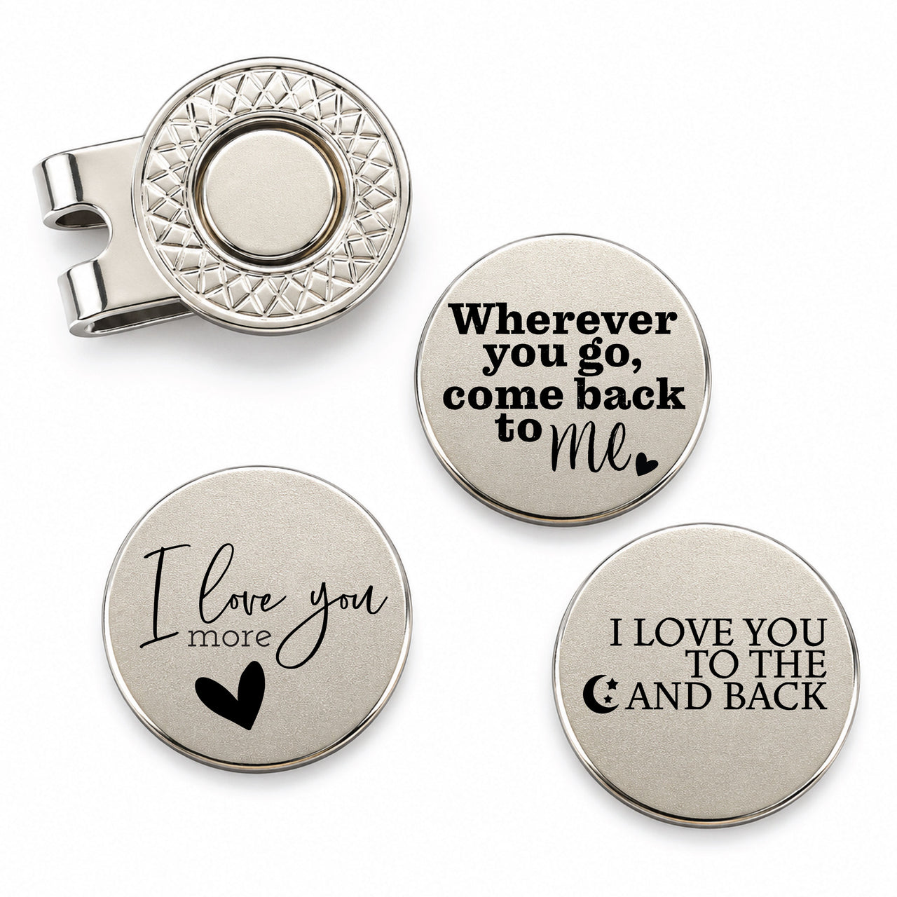 “I Love You to the Moon and Back” Golf Ball Marker Set of 3