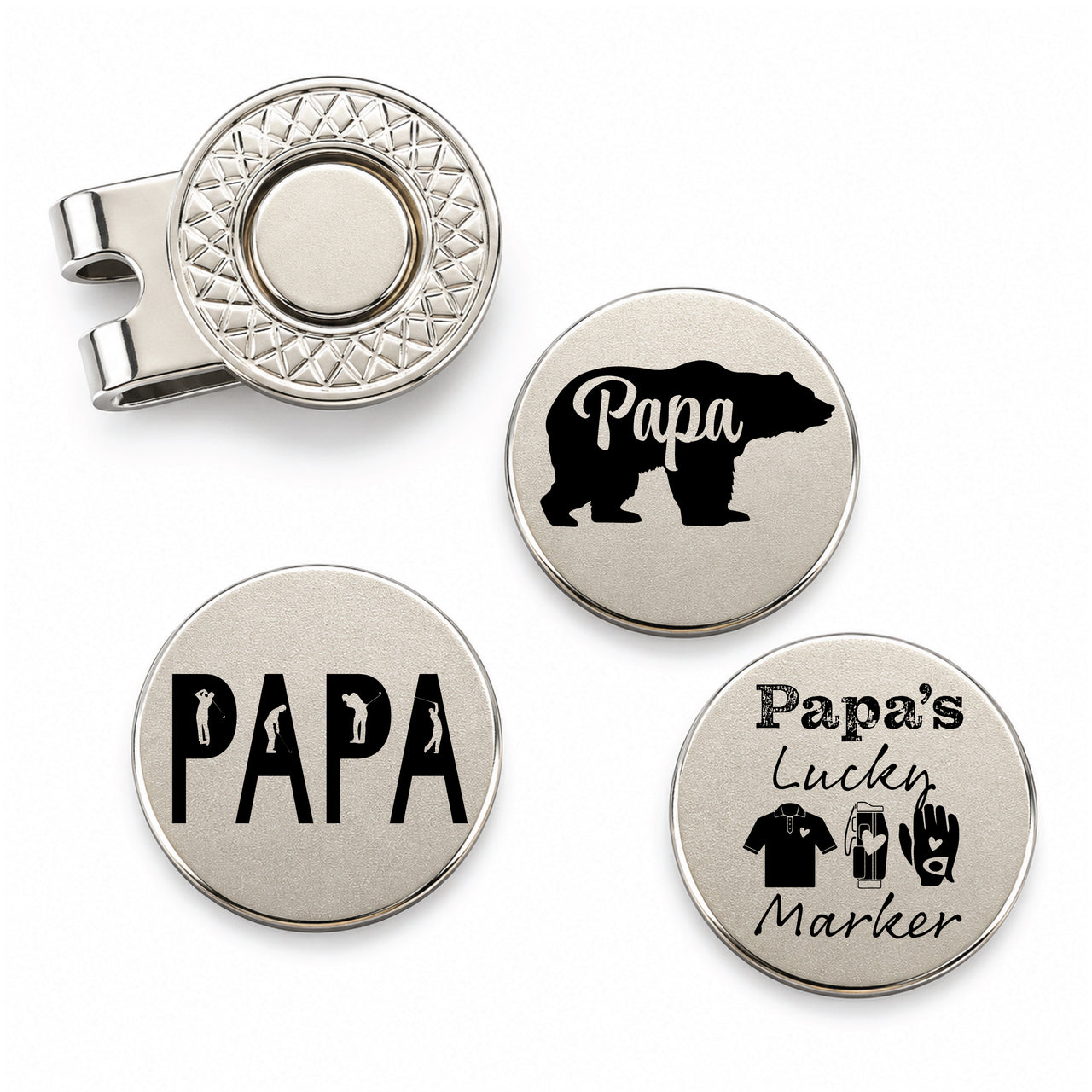 Papa Golf Ball Marker Set of 3