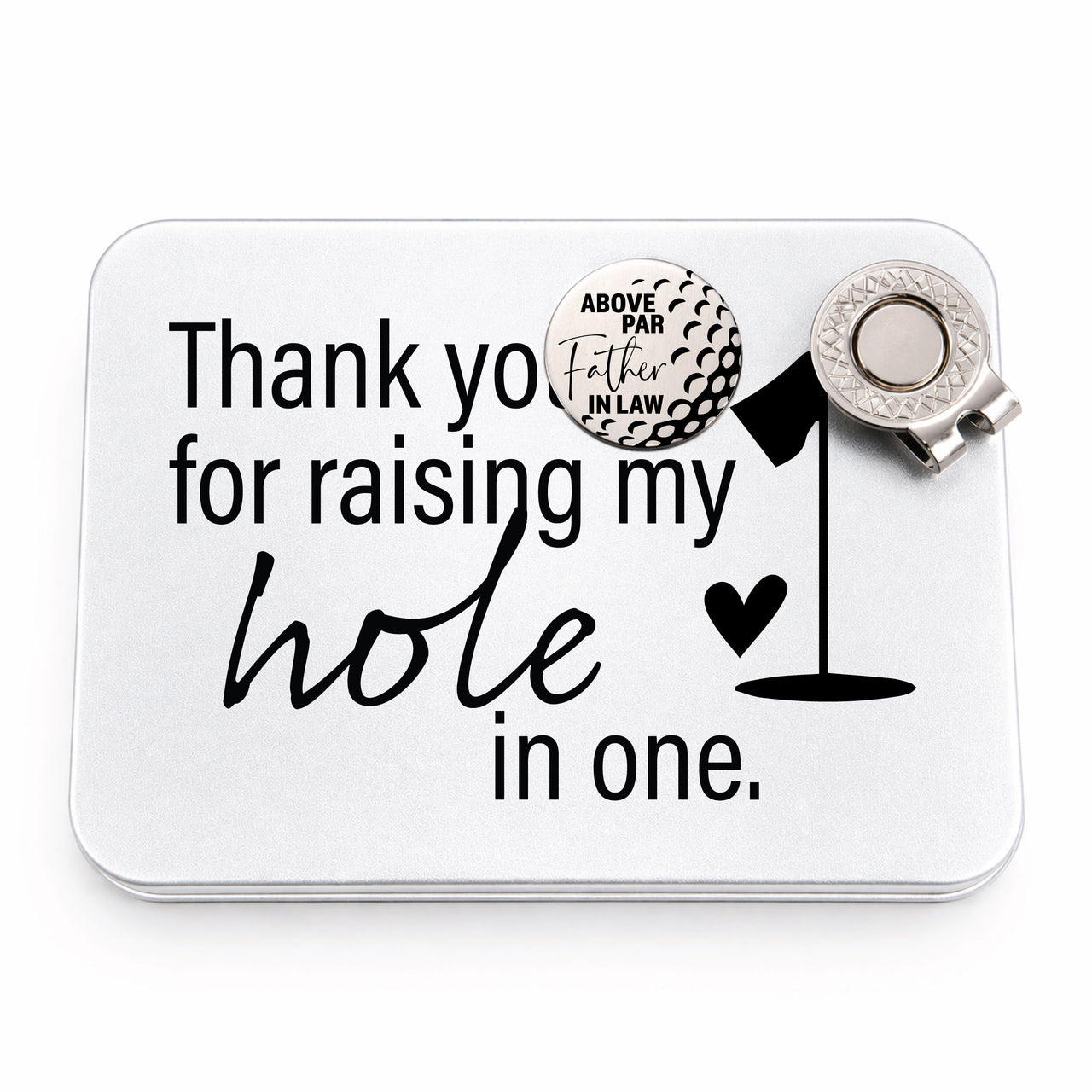 Above Par Father in Law Golf Ball Marker + Tin
