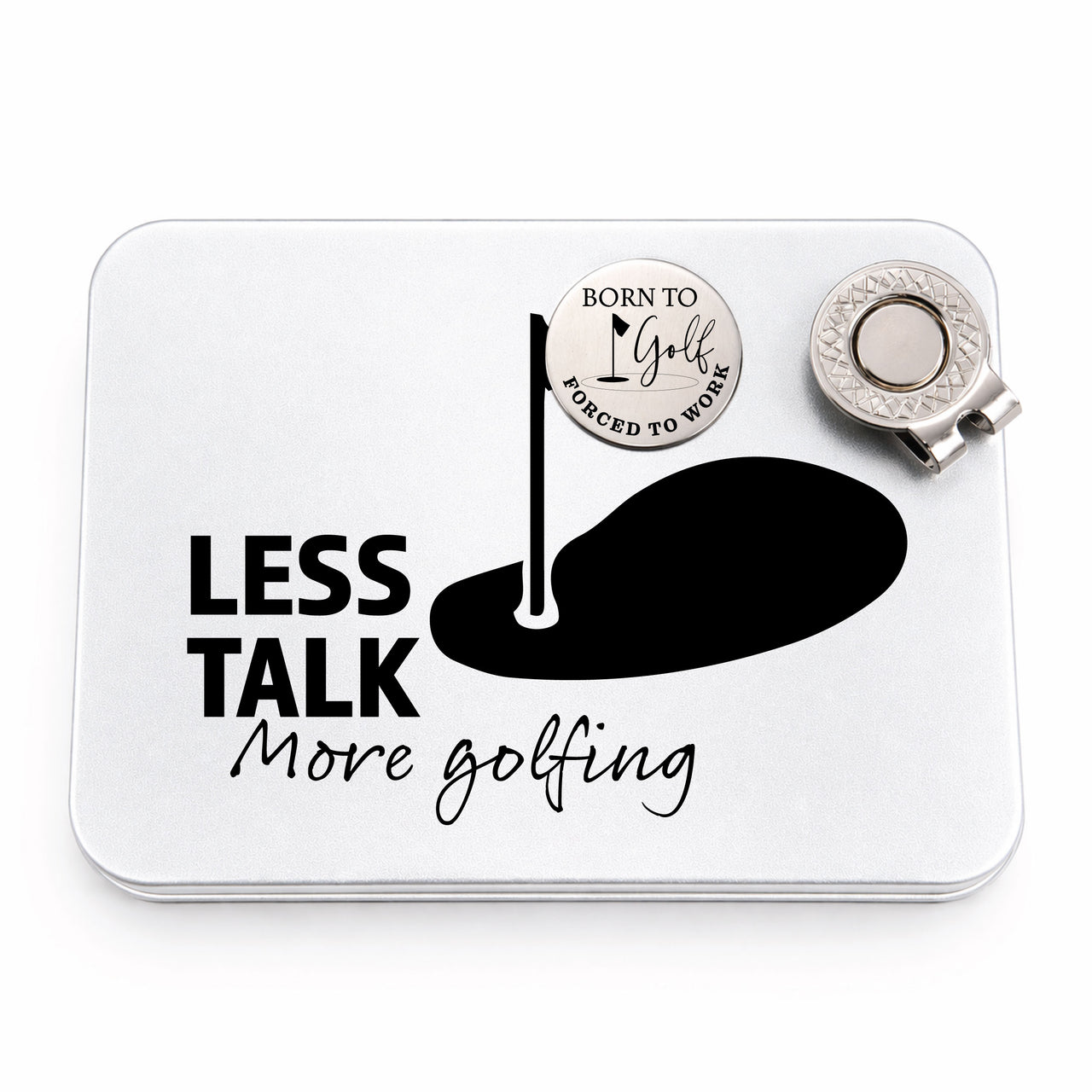 Less Talk Golf Ball Marker + Tin