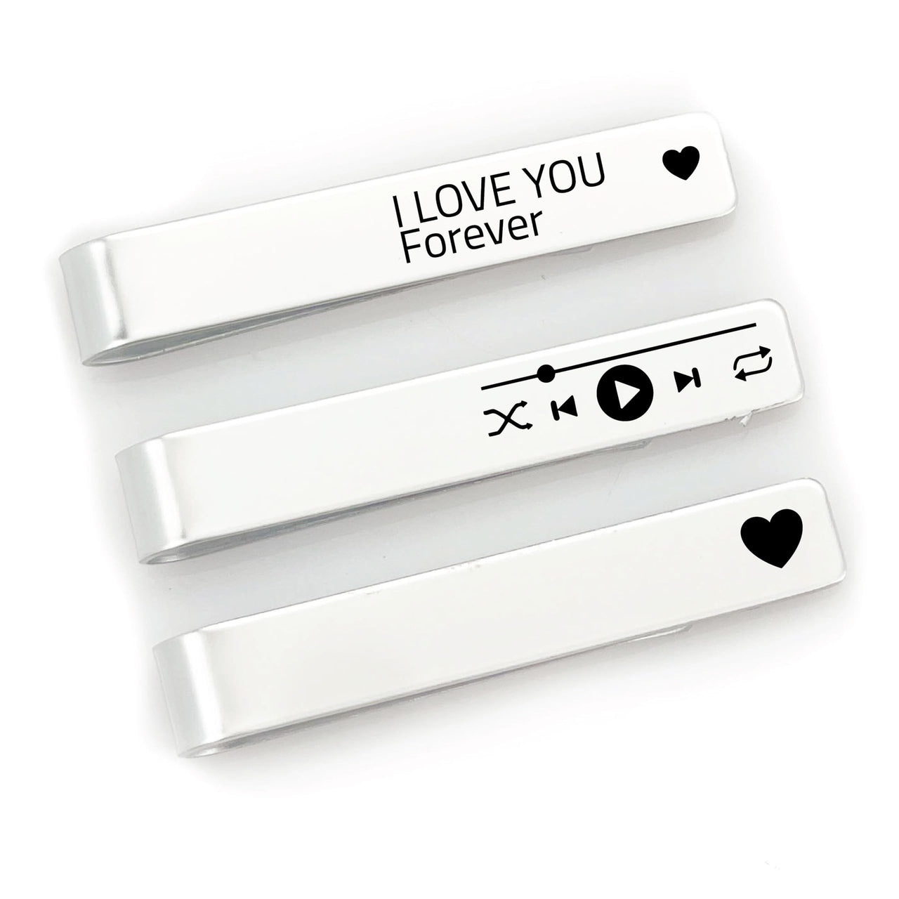 Music “I Love You” Tie Clip Set of 3