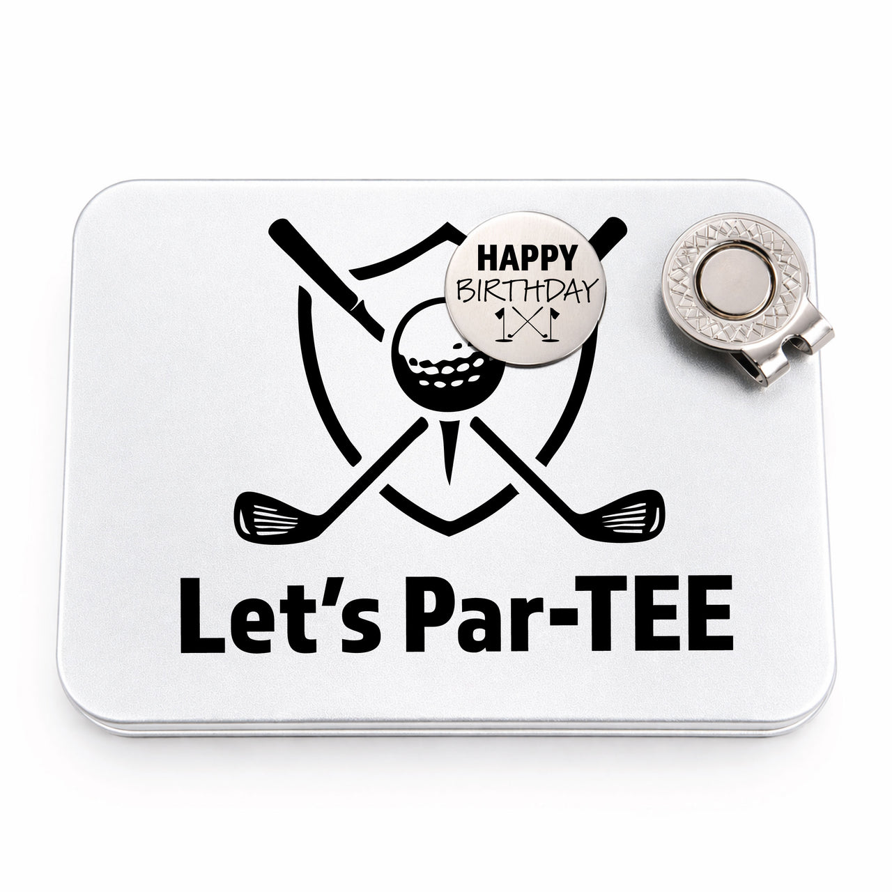 Let's Par-Tee Golf Ball Marker + Tin