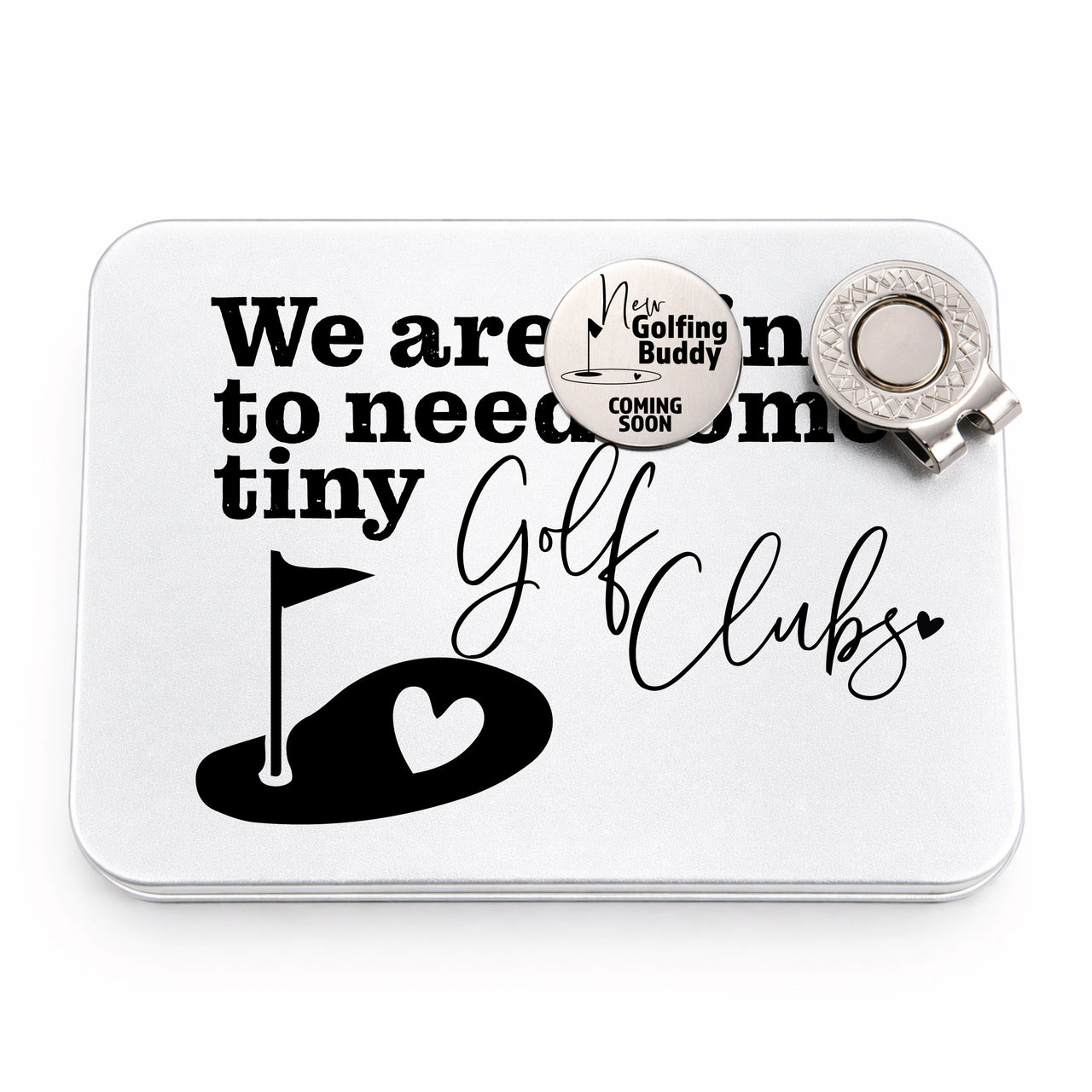 New Golfing Buddy Golf Ball Marker + Tin