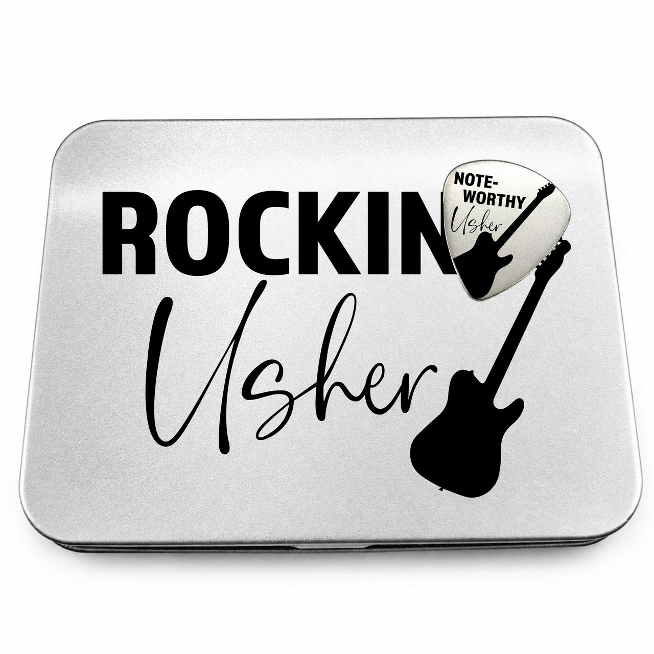 The Usher Guitar Pick + Tin