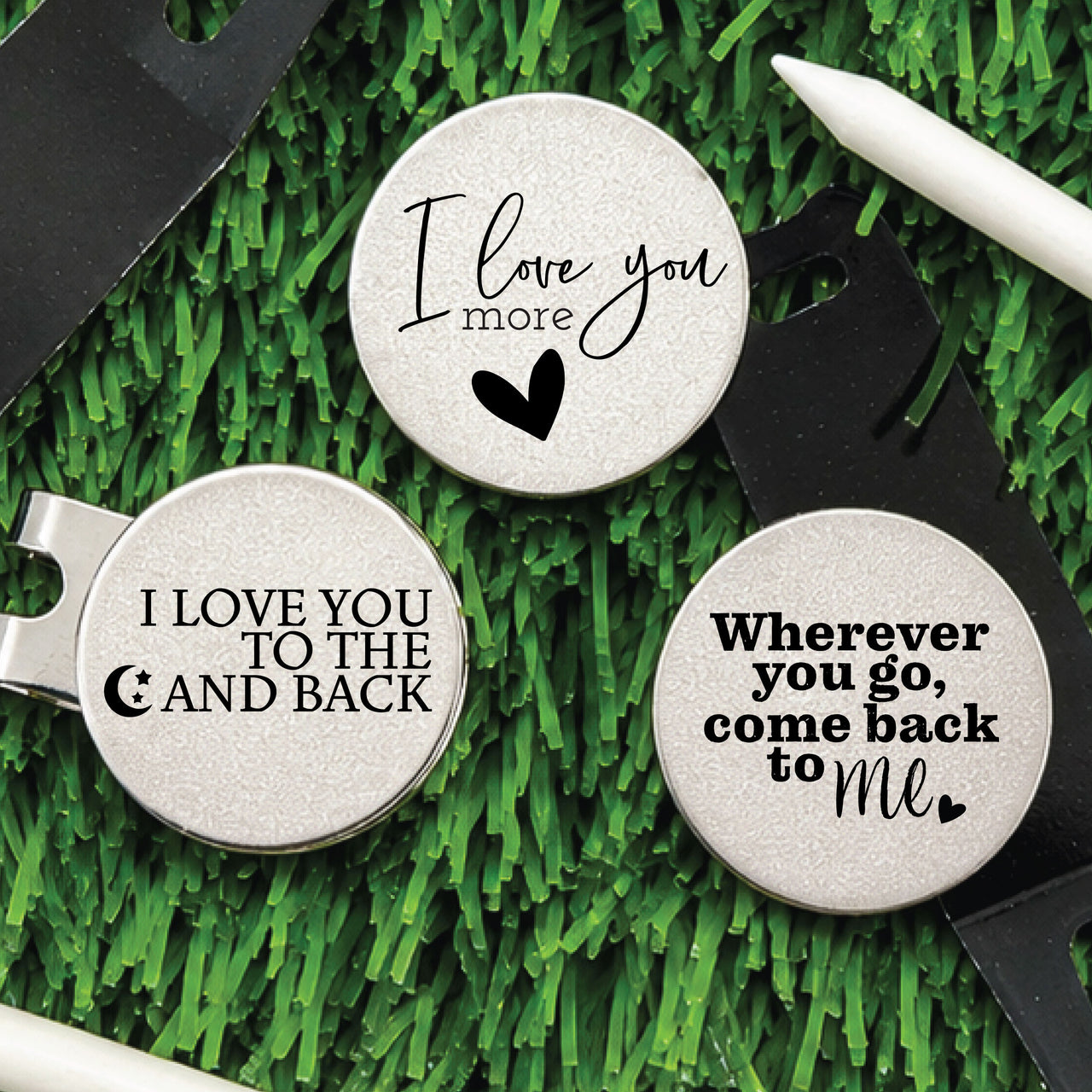 “I Love You to the Moon and Back” Golf Ball Marker Set of 3