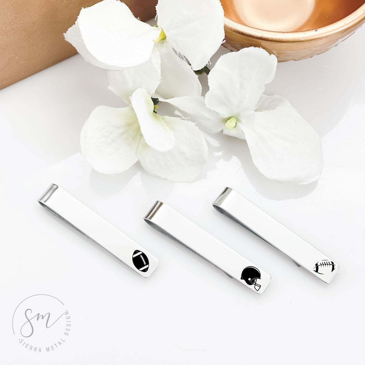 Football Tie Clip Set of 3
