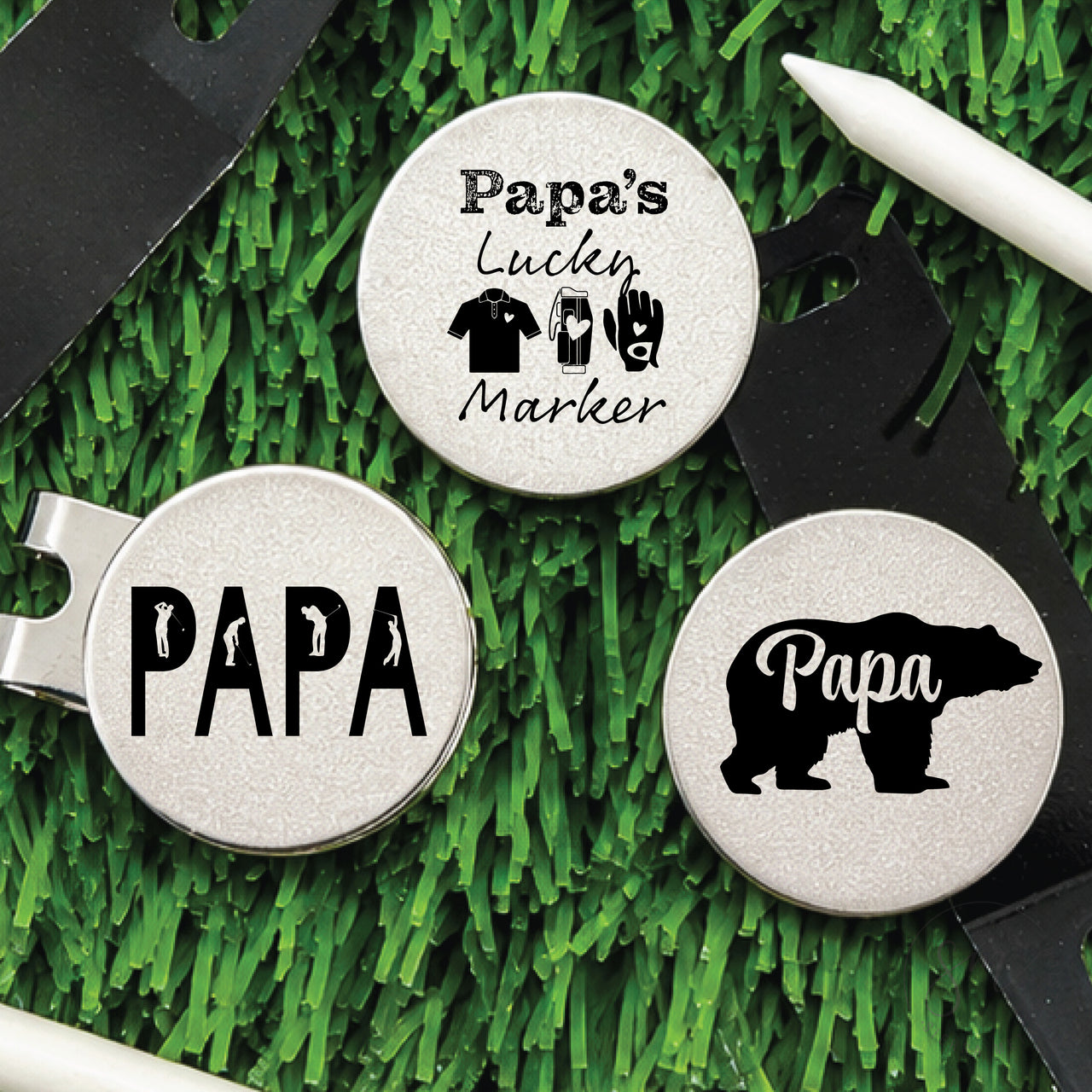 Papa Golf Ball Marker Set of 3