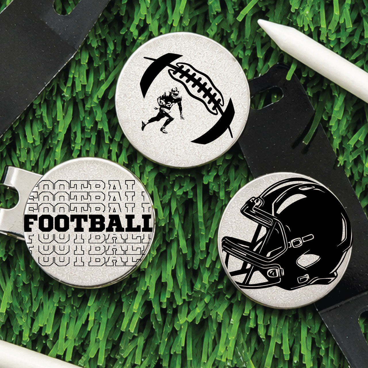 Football Golf Ball Marker Set of 3