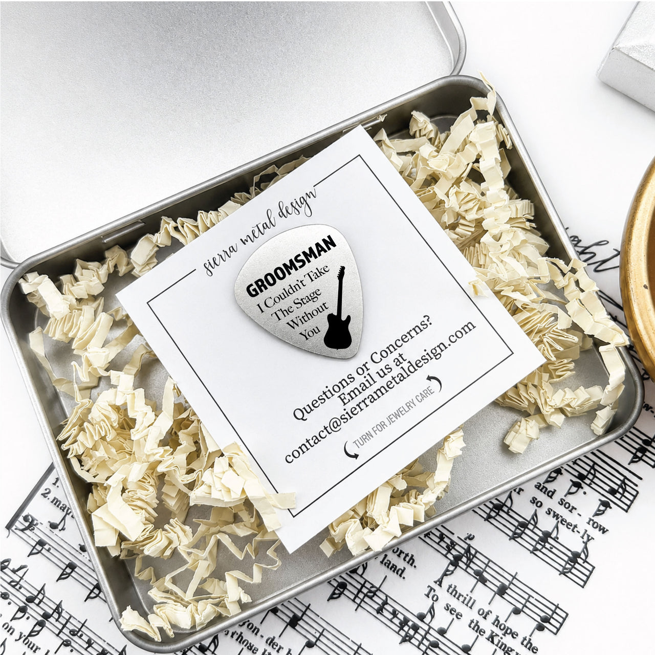 The Groomsman Guitar Pick + Tin