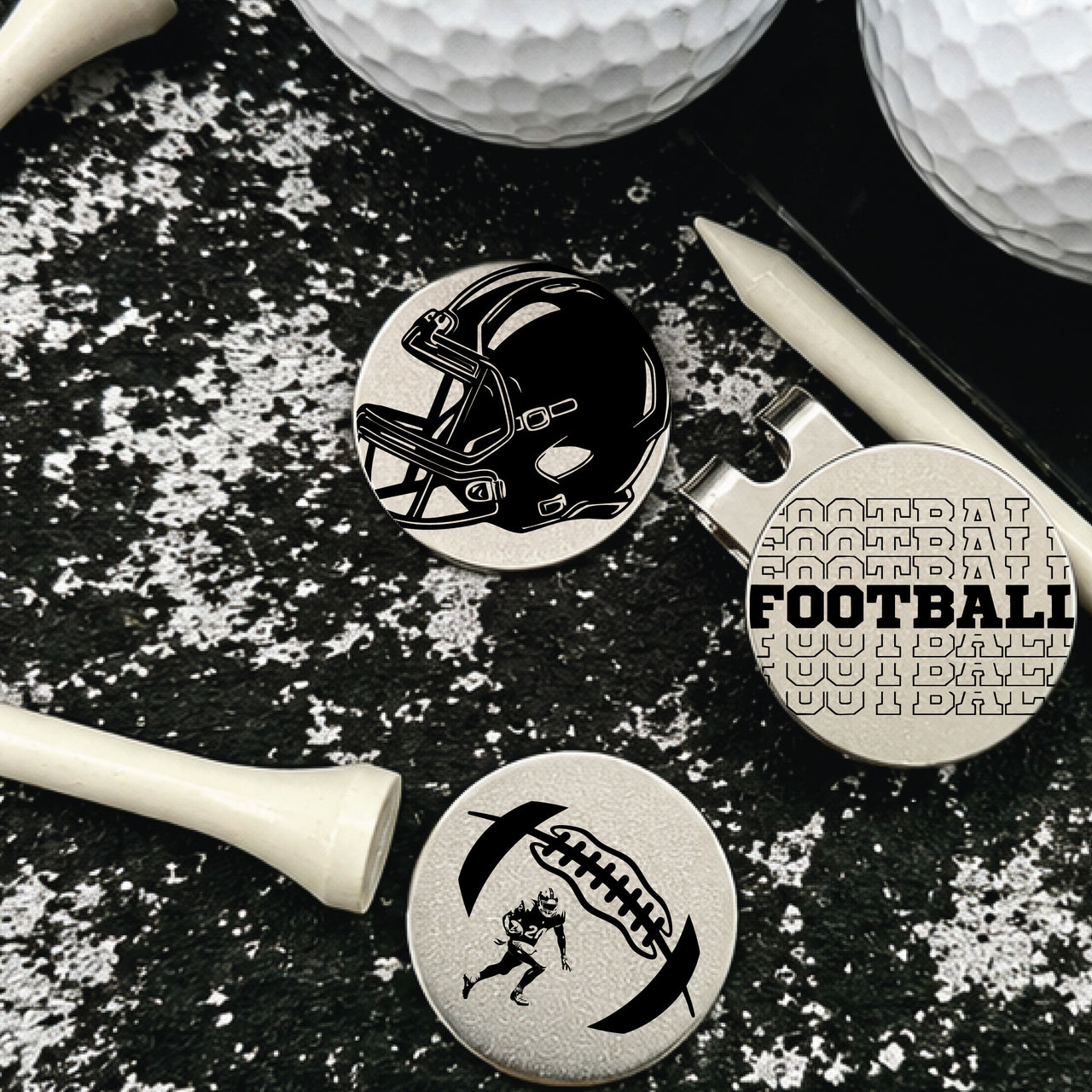 Football Golf Ball Marker Set of 3