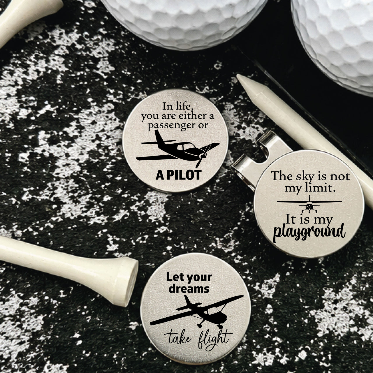 Small Plane Pilot Golf Ball Marker Set of 3