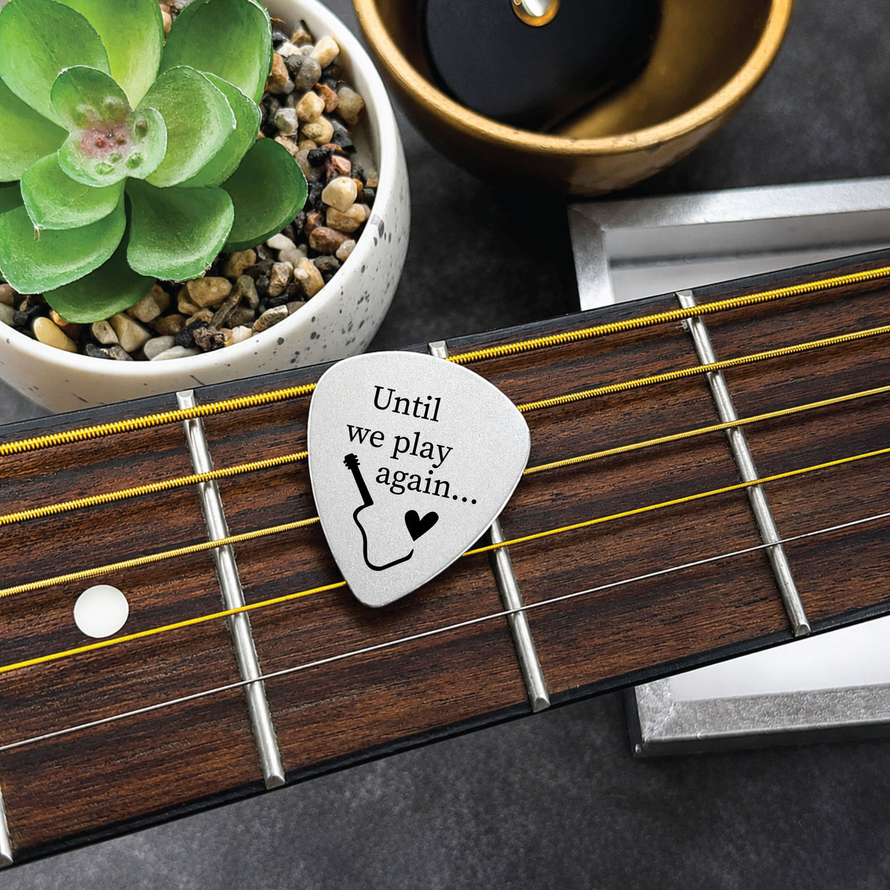 The Play Beside Us Guitar Pick + Tin