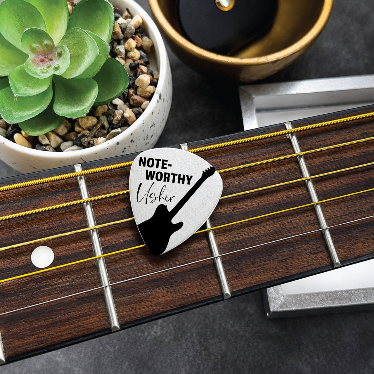 The Usher Guitar Pick + Tin