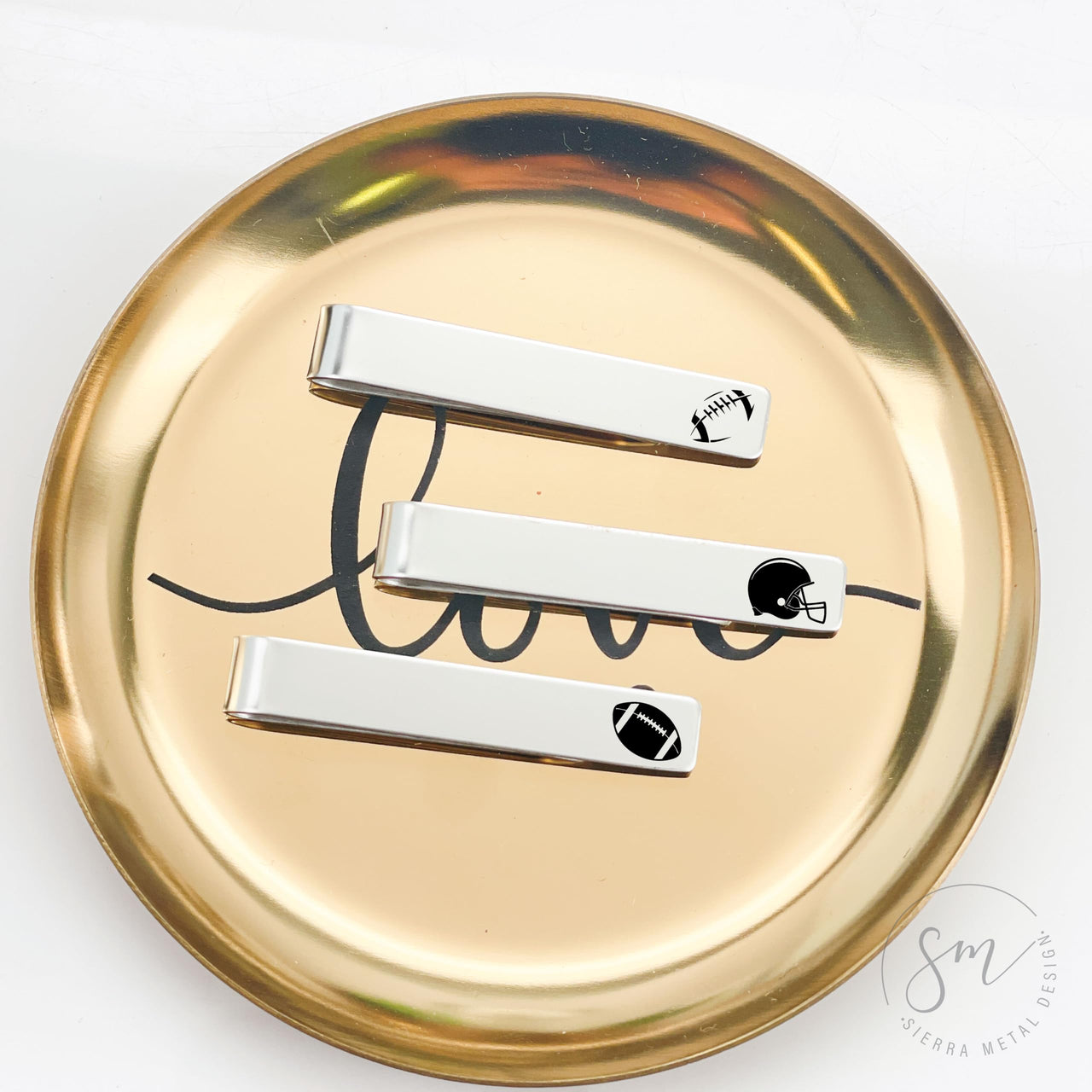 Football Tie Clip Set of 3