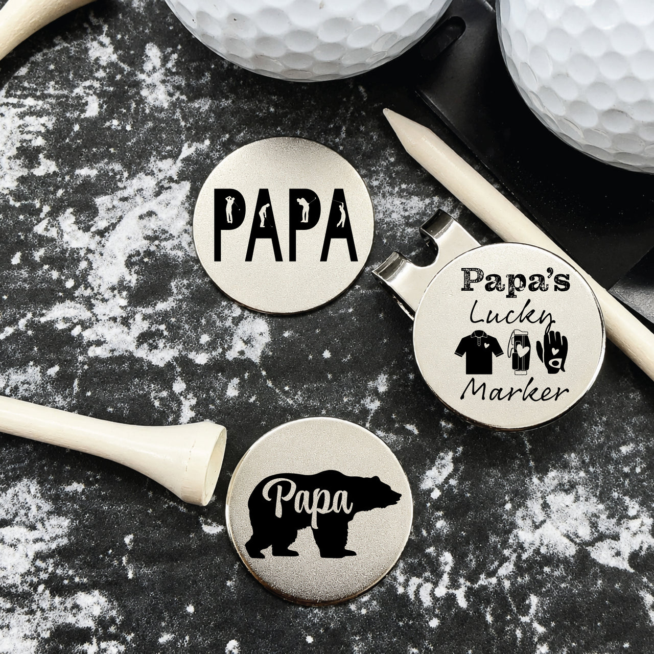 Papa Golf Ball Marker Set of 3