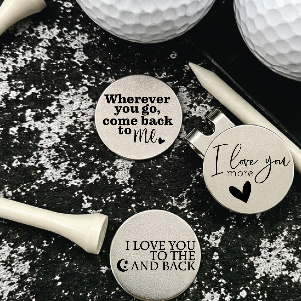 “I Love You to the Moon and Back” Golf Ball Marker Set of 3