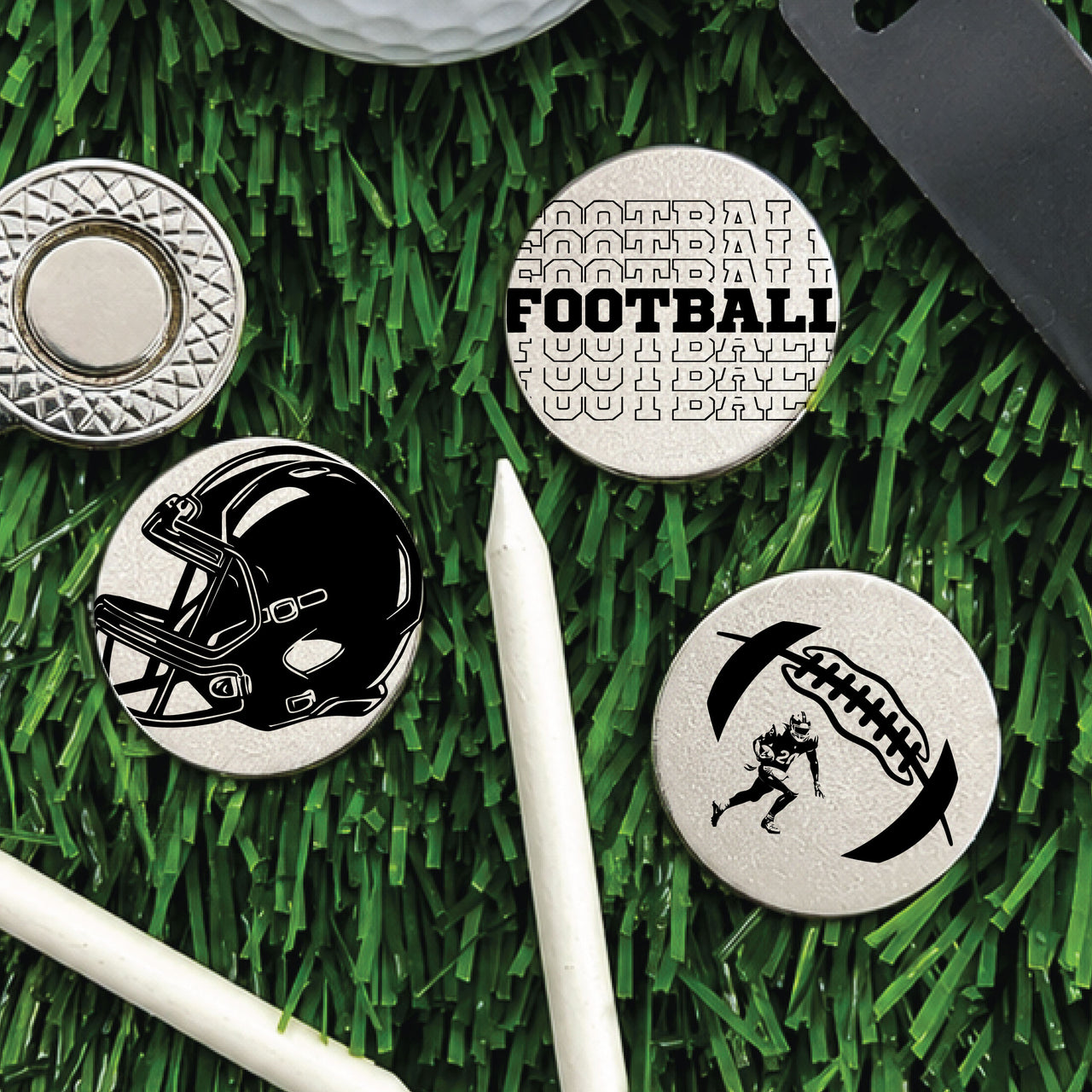 Football Golf Ball Marker Set of 3