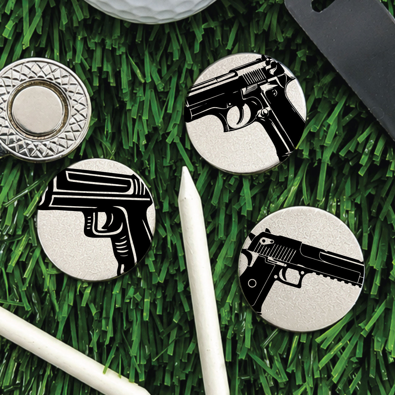 Gun Golf Ball Marker Set of 3