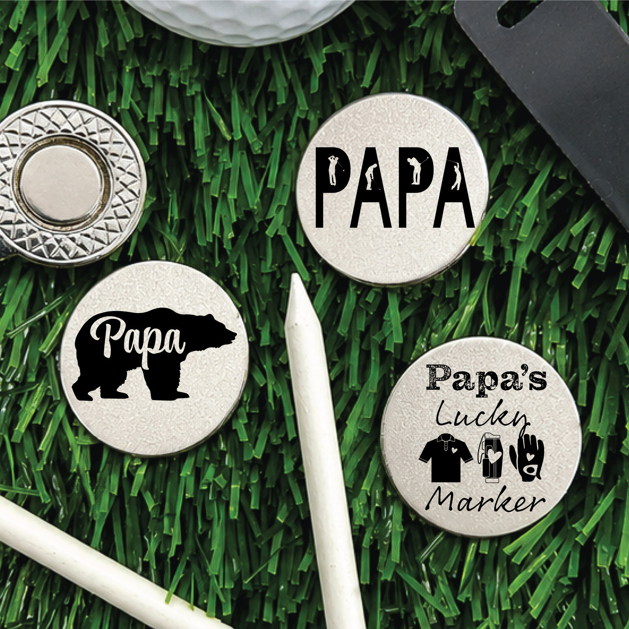 Papa Golf Ball Marker Set of 3