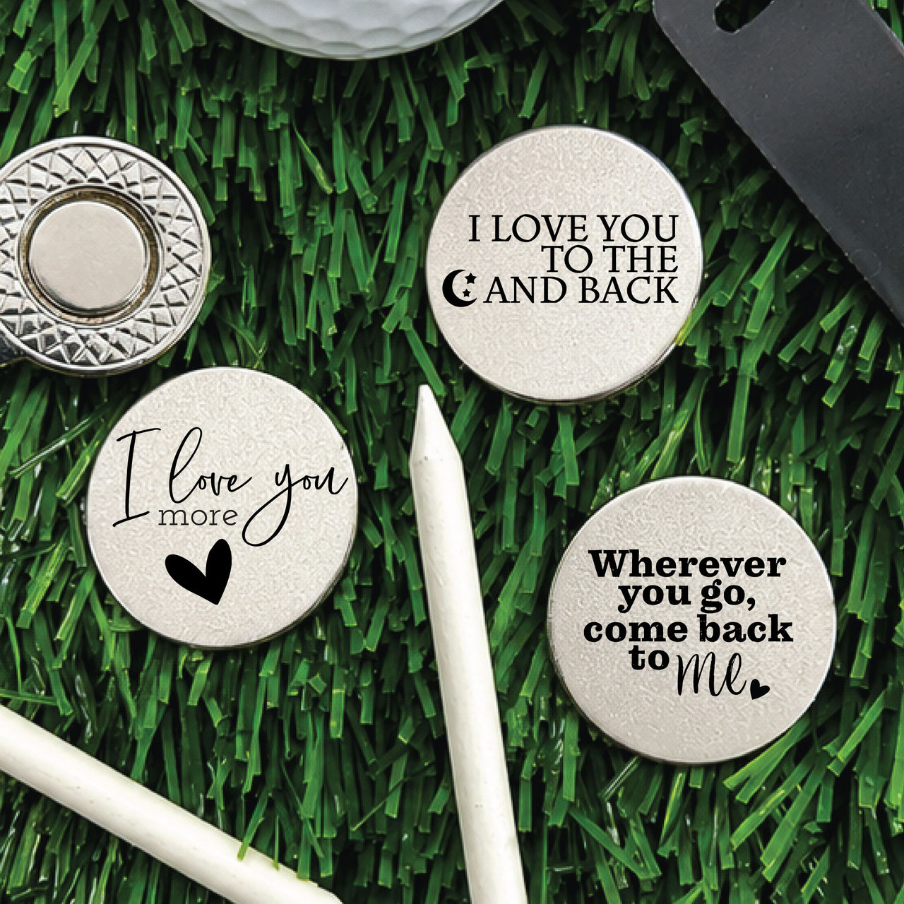 “I Love You to the Moon and Back” Golf Ball Marker Set of 3