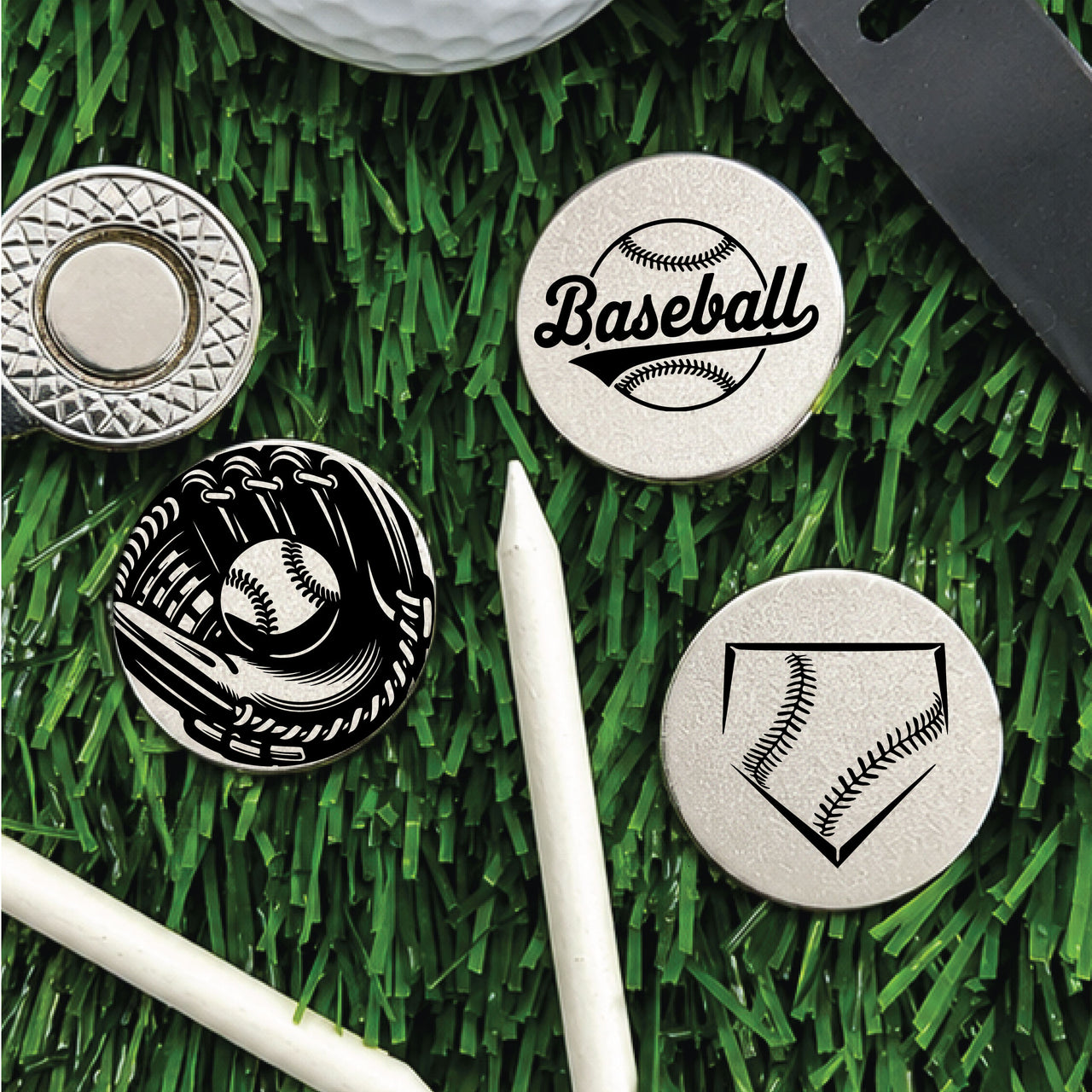 Baseball Golf Ball Marker Set of 3