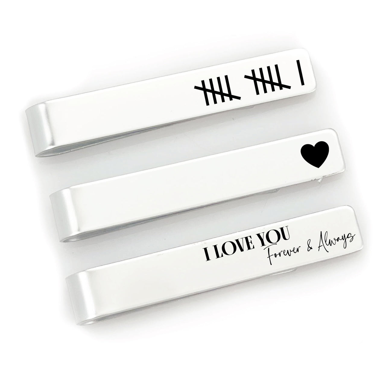 11th Anniversary Tie Clip Set of 3