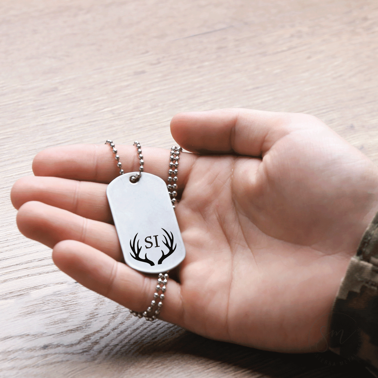 Dog Tag Antlers Necklace