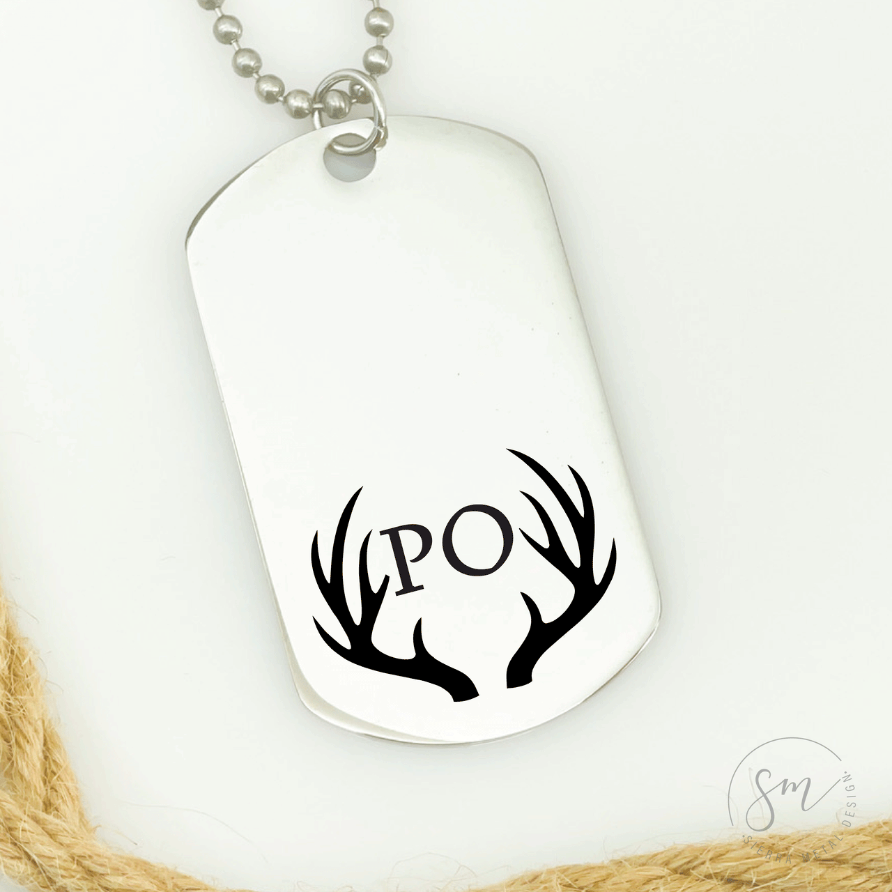 Dog Tag Antlers Necklace