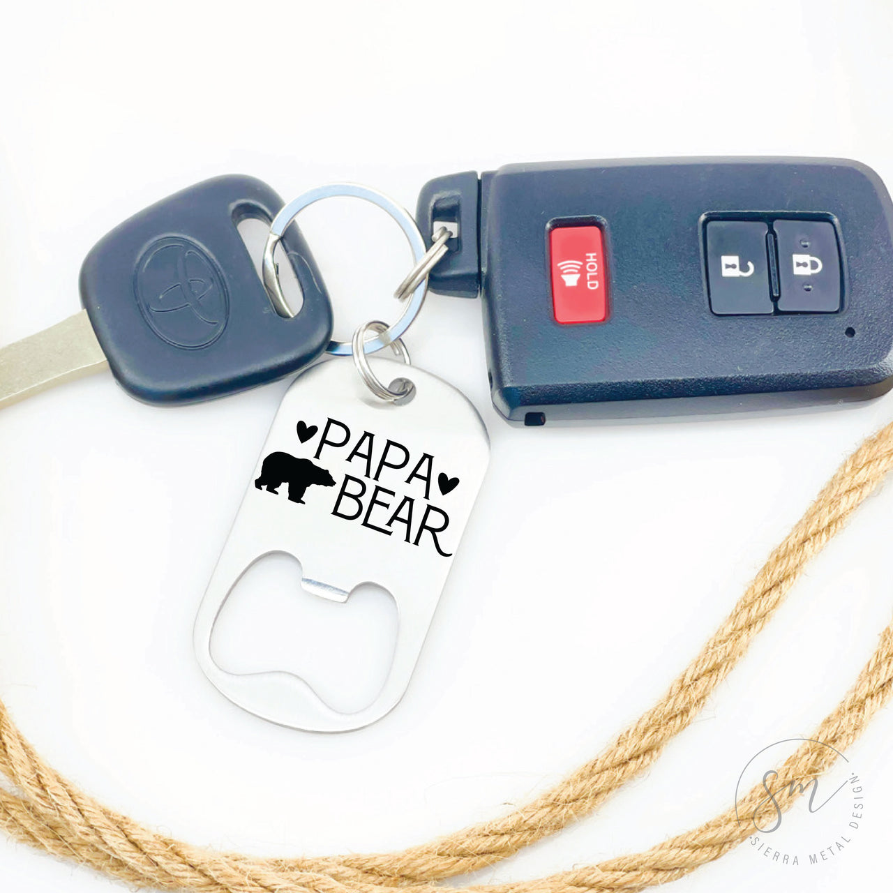 Papa Bear Bottle Opener Keychain