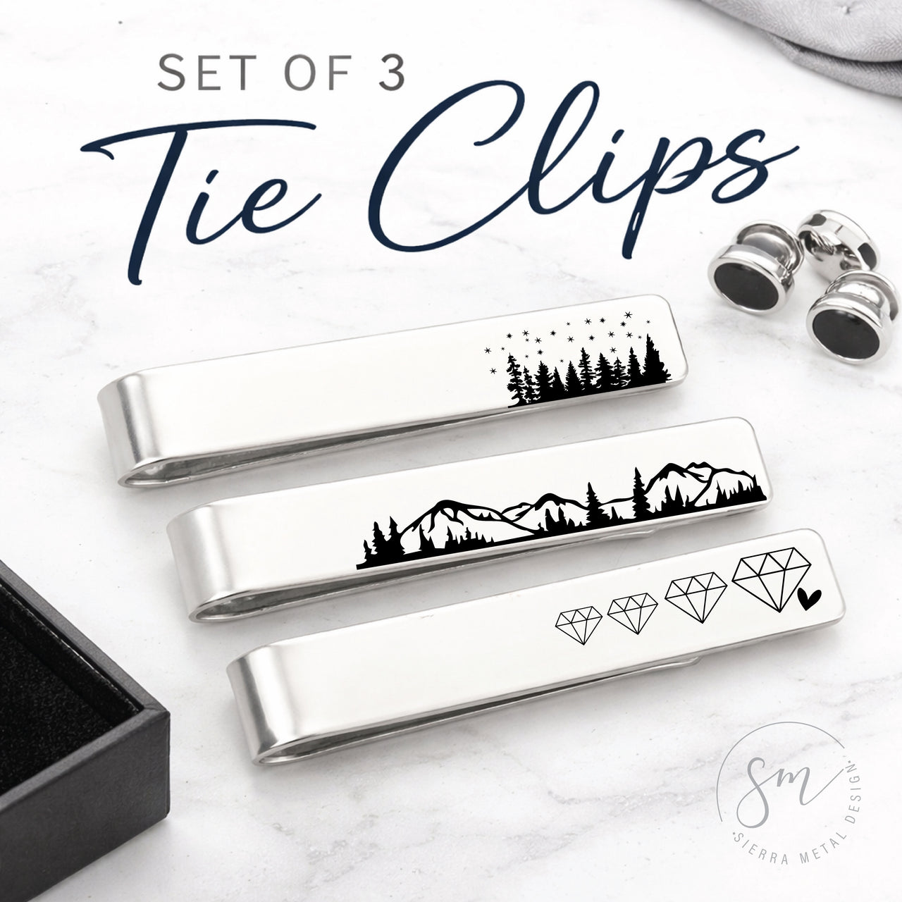 Nature-Inspired Tie Clip Set of 3