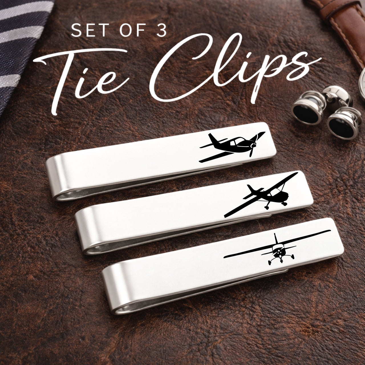 Aviation Tie Clip Set of 3