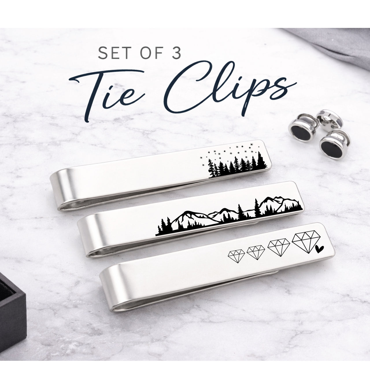 Nature-Inspired Tie Clip Set of 3