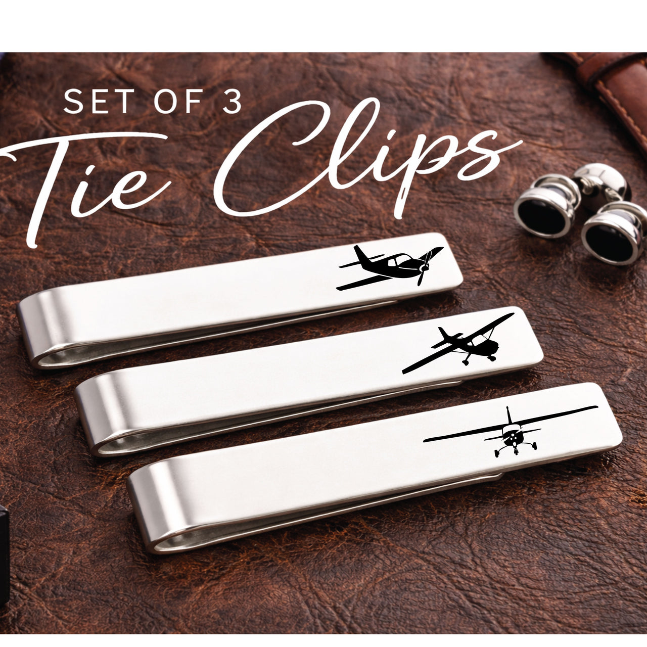 Aviation Tie Clip Set of 3