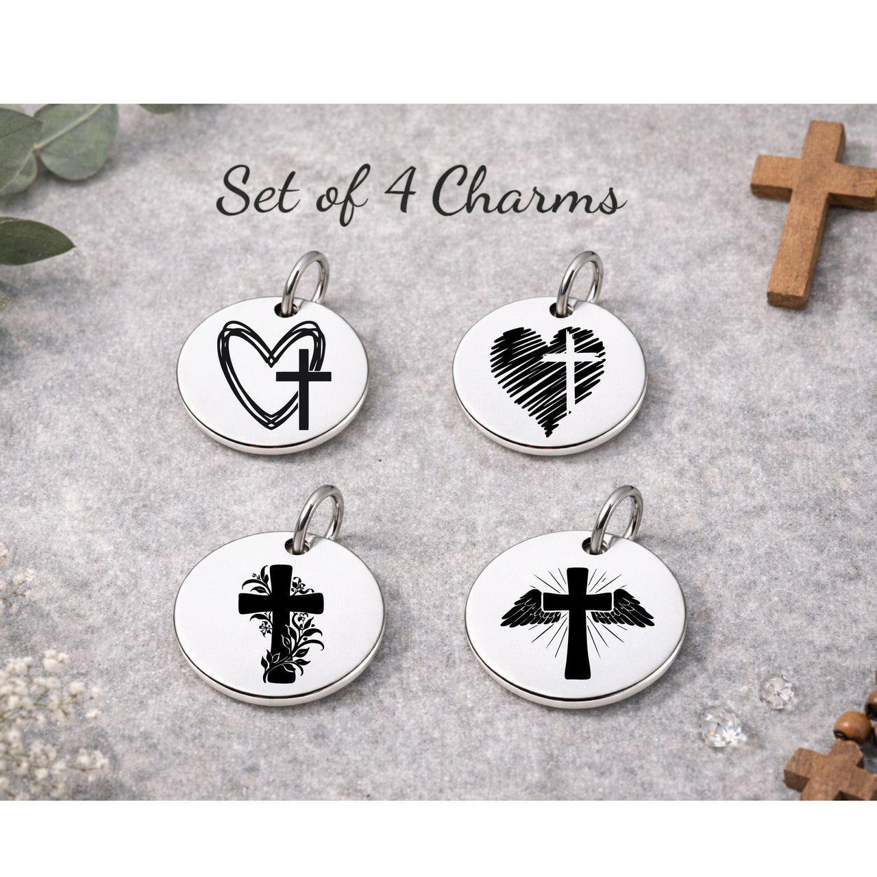 Cross Christian Charm Set