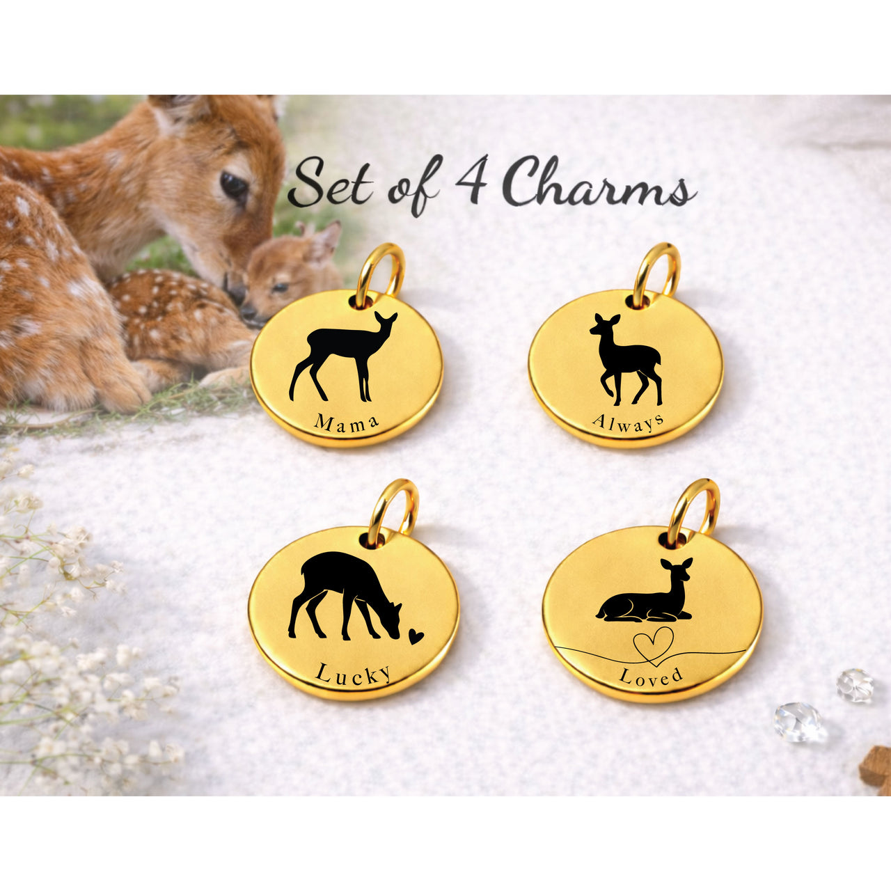Mama Deer Charm Set