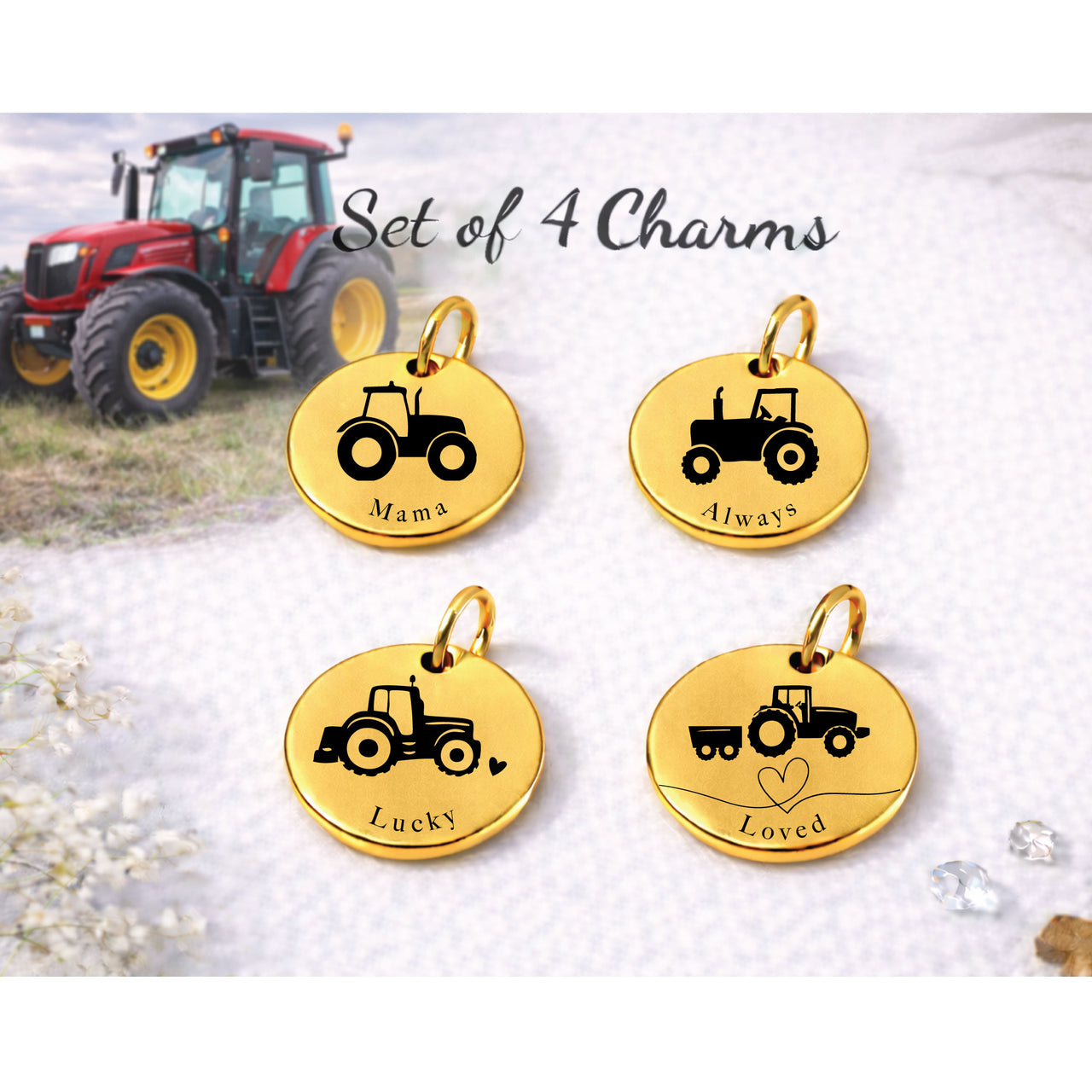 Mama Tractor Charm Set
