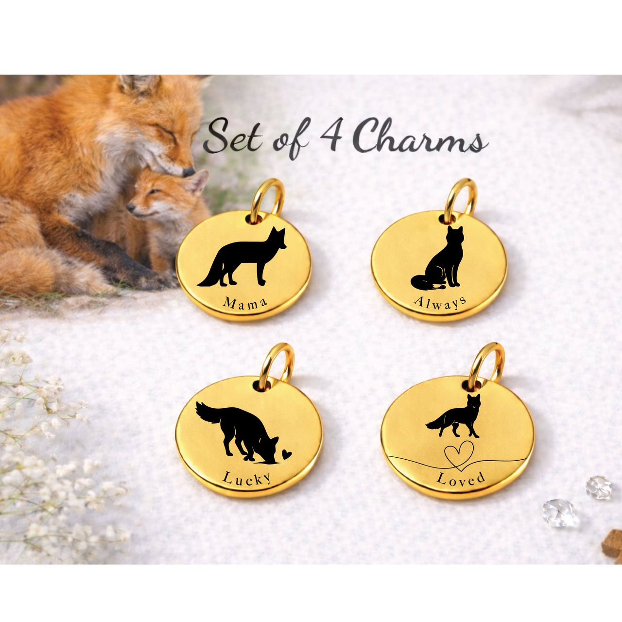 Mama Fox Charm Set