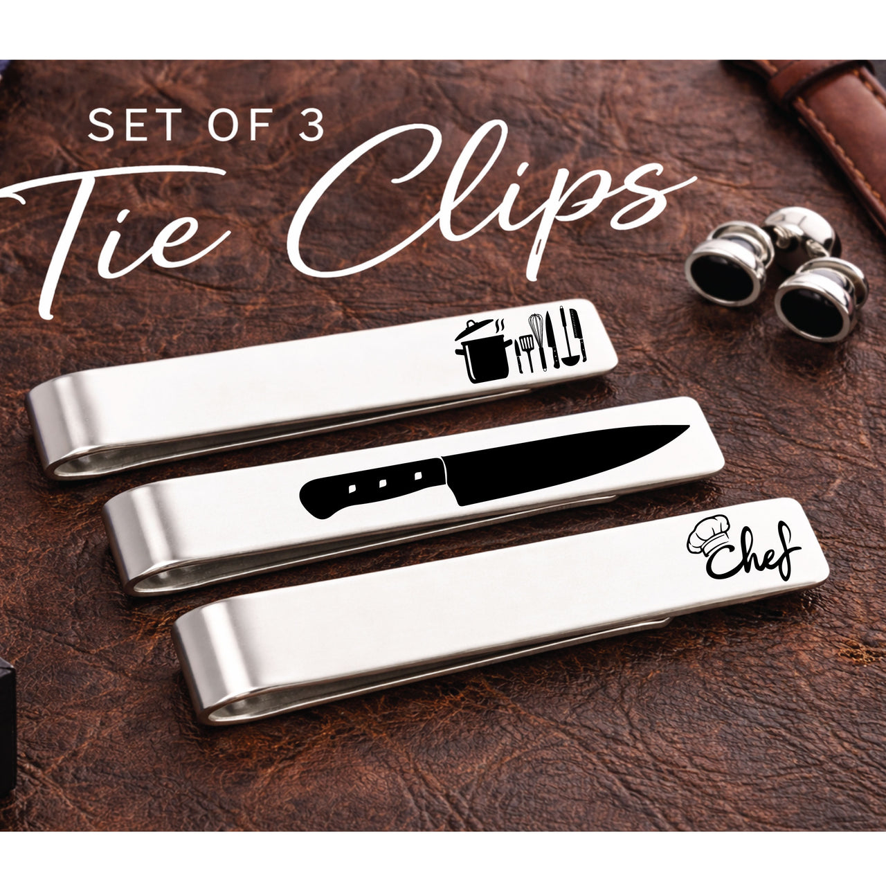 Chef Tie Clip Set of 3