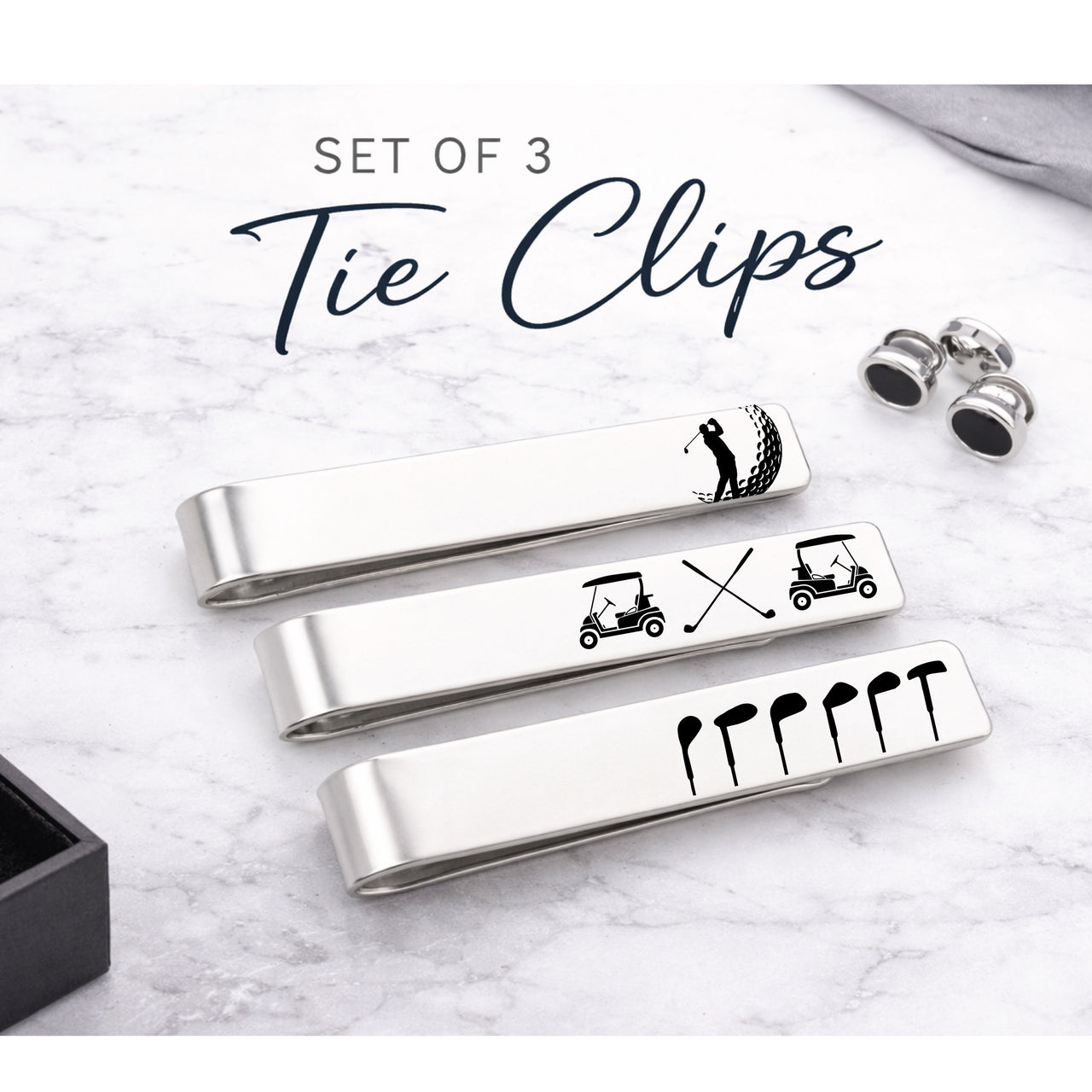 Golf Tie Clip Set of 3