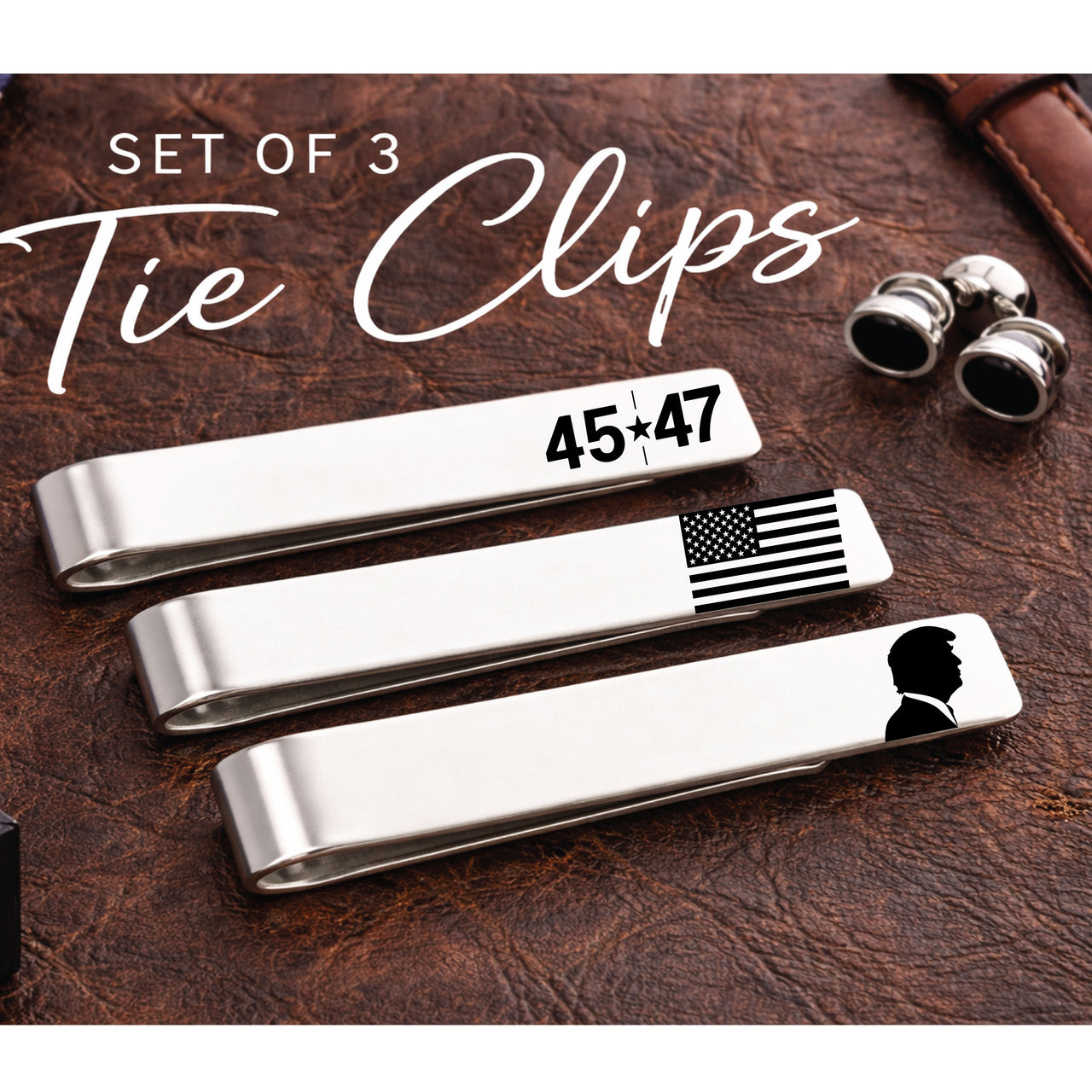 Trump Tie Clip Set of 3