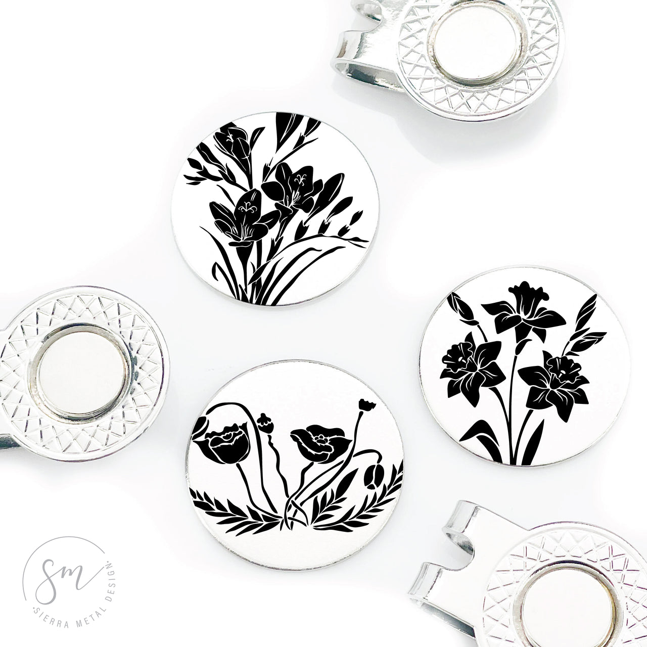 Floral Golf Ball Marker Set of 3