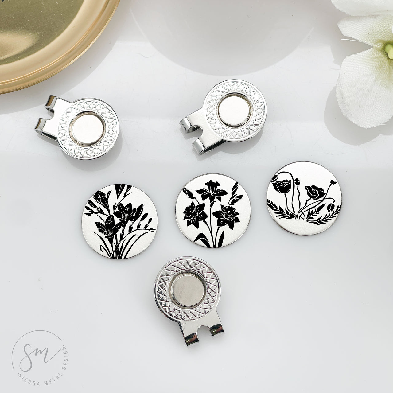 Floral Golf Ball Marker Set of 3