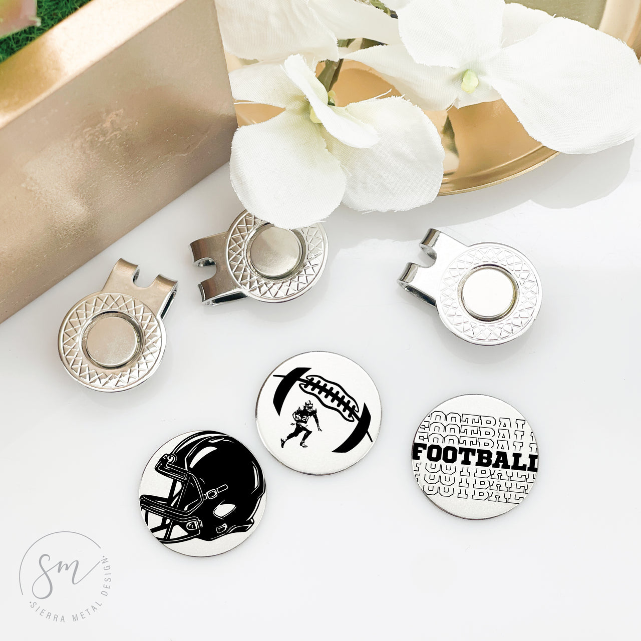 Football Golf Ball Marker Set of 3
