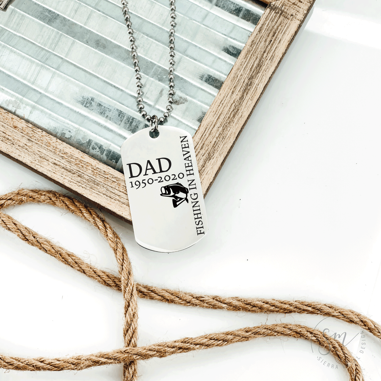 Dog Tag Fishing in Heaven Necklace