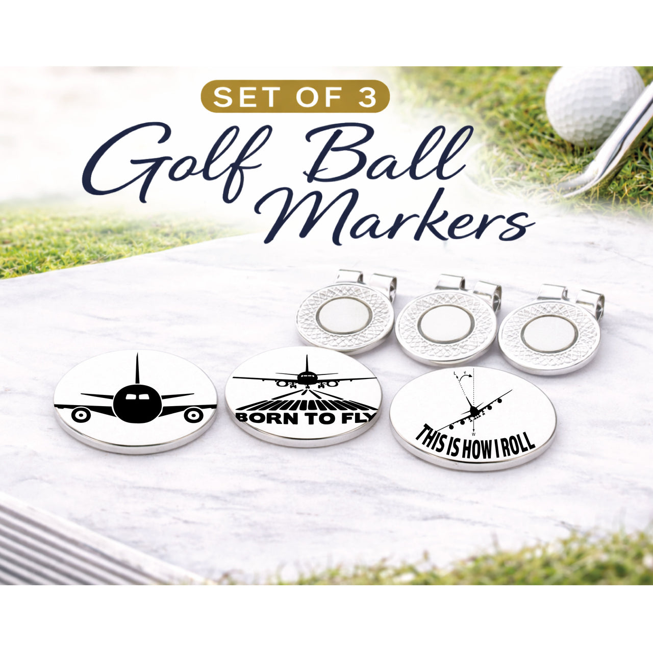 Commercial Pilot Golf Ball Marker Set of 3