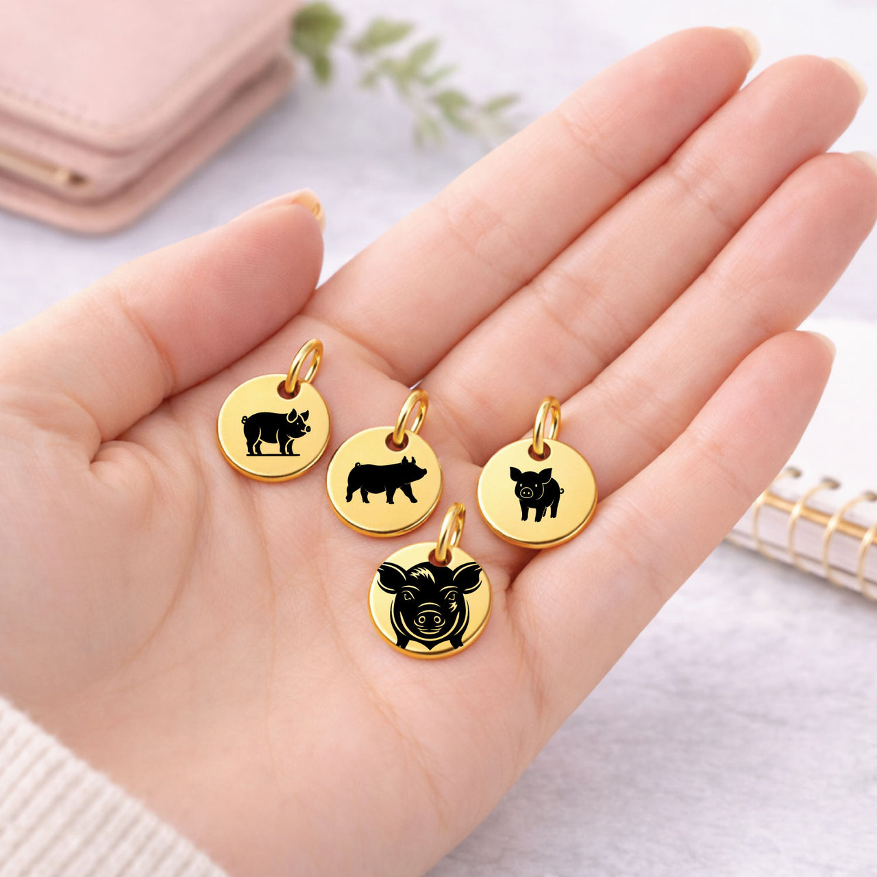 Farm Pig Charm Set