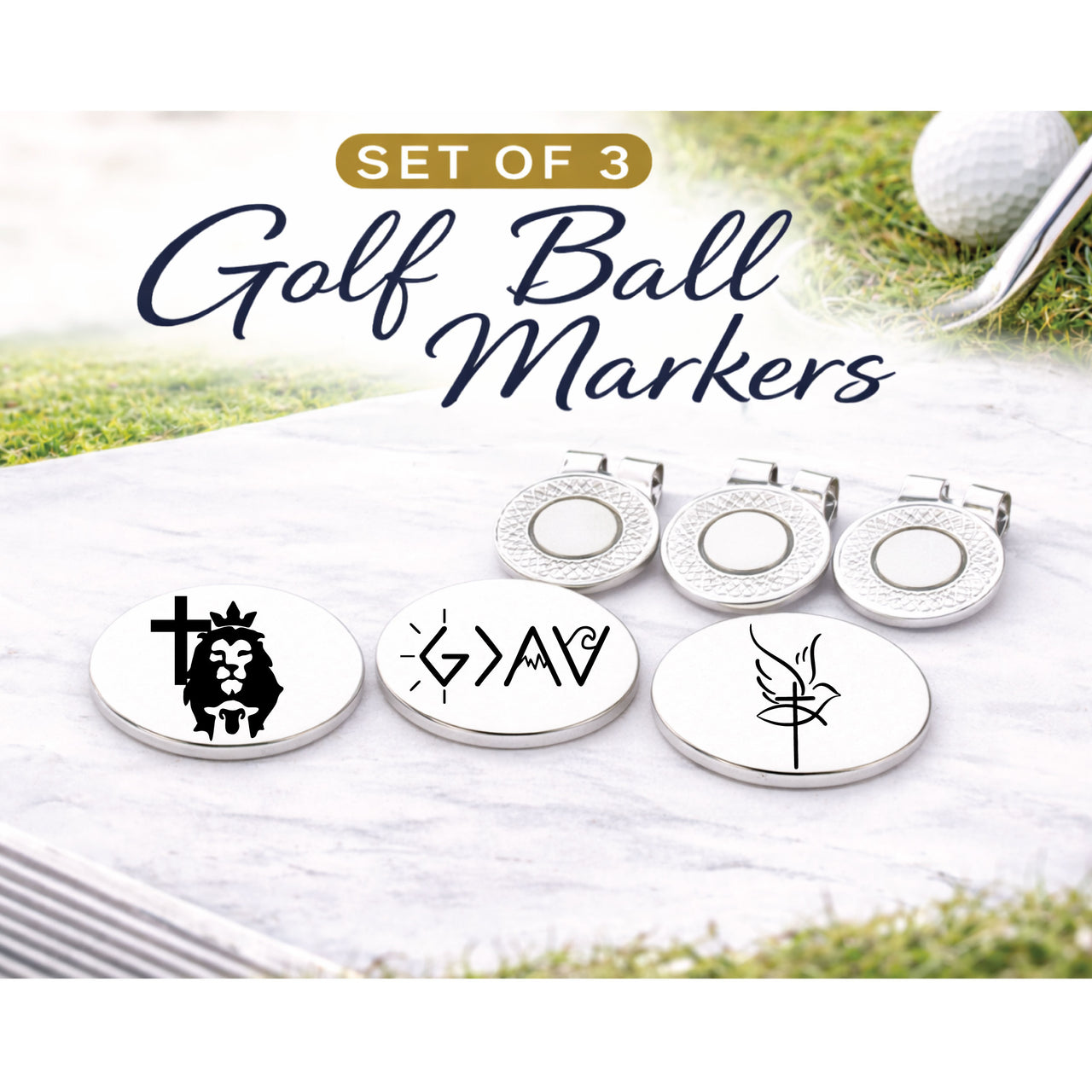 Christian Golf Ball Marker Set of 3