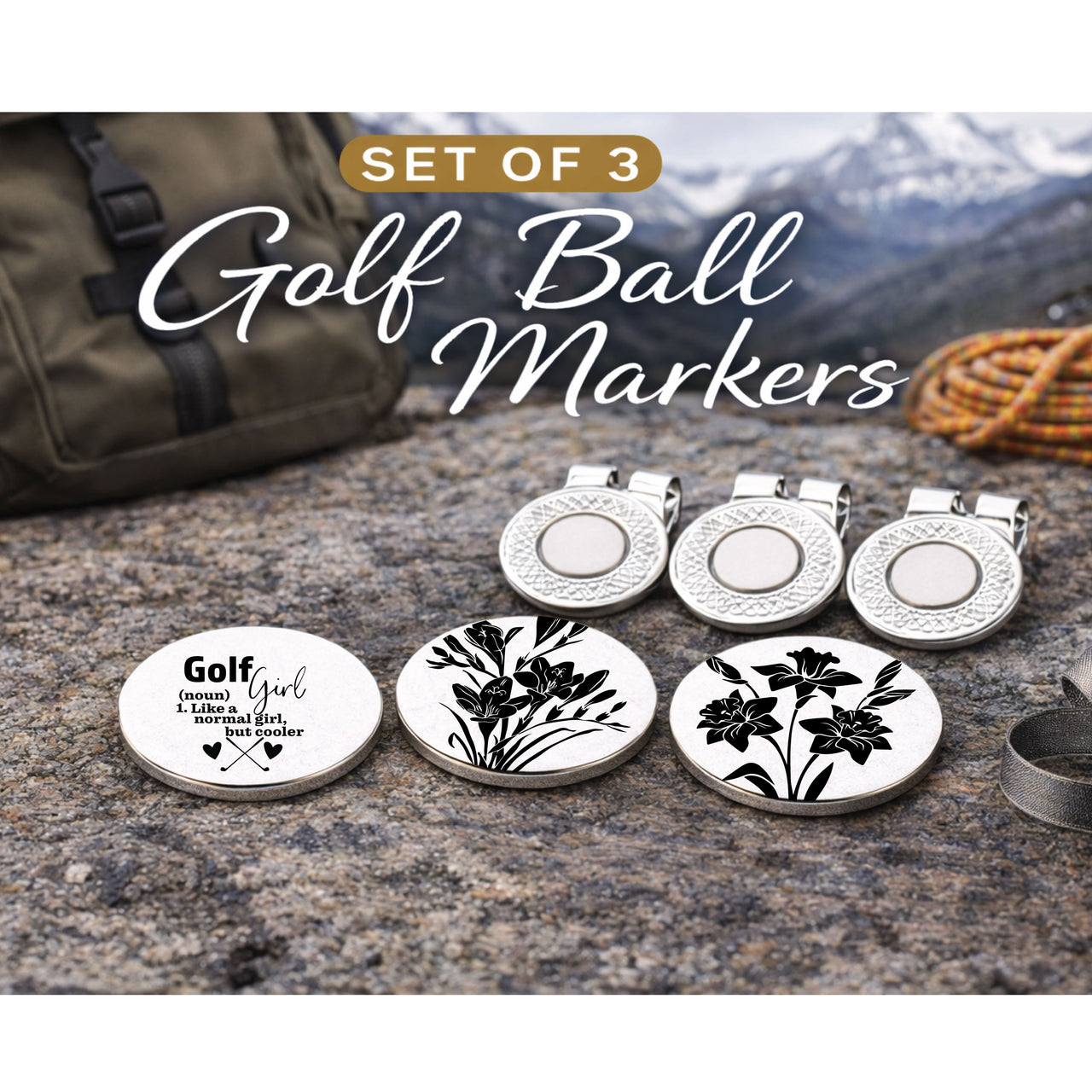 Golfer Girl Golf Ball Marker Set of 3