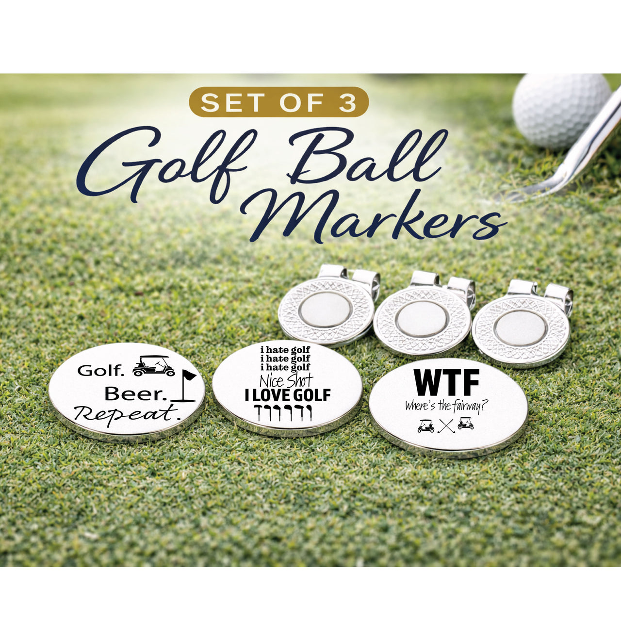 Where's The Fairway Golf Ball Marker Set of 3