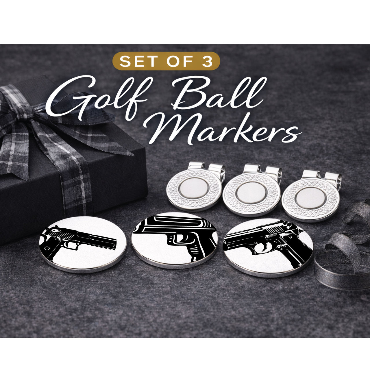 Gun Golf Ball Marker Set of 3